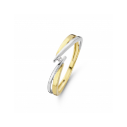 MORI 41-RMFD-6 14 KARAAT BICOLOR GOUDEN RING MET NATUURLIJKE DIAMANT 0.02 CT
