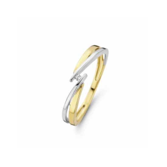 MORI 41-RMFD-6 14 KARAAT BICOLOR GOUDEN RING MET NATUURLIJKE DIAMANT 0.02 CT