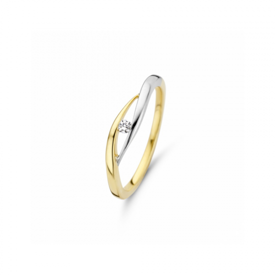 MORI 41-RMFD-12 14 KARAAT BICOLOR GOUDEN RING MET DIAMANT MORI 41-RMFD-12 14 KARAAT BICOLOR GOUDEN RING MET DIAMANT