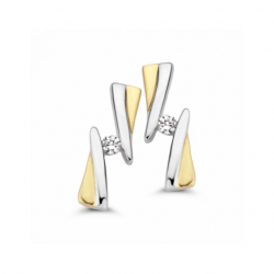 MORI 41-OMFD-6 14 KARAAT BICOLOR GOUDEN OORKNOPPEN MET DIAMANT