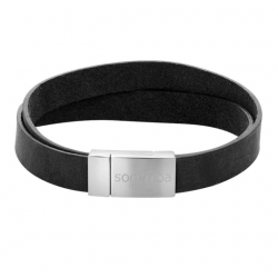 SON OF NOA HERENARMBAND GRIJS LEER STALEN MAGNEETSLUITING