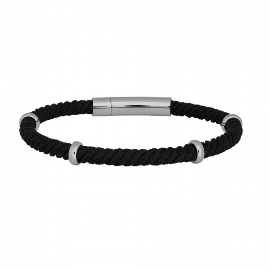 SON OF NOA 889 003-BLACK19 ARMBAND ZWART KOORD MET STALEN SLUITING