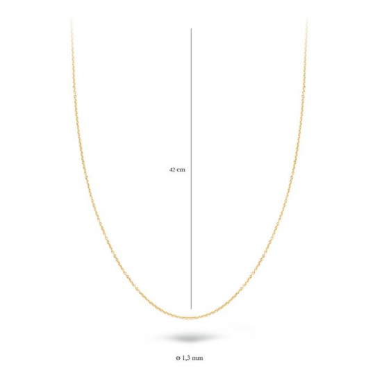 BLUSH 3010YGO-42 GEELGOUDEN ANKERCOLLIER 1.0 MM 42 CM. BLUSH 3010YGO-42 GEELGOUDEN ANKERCOLLIER 1.0 MM 42 CM.