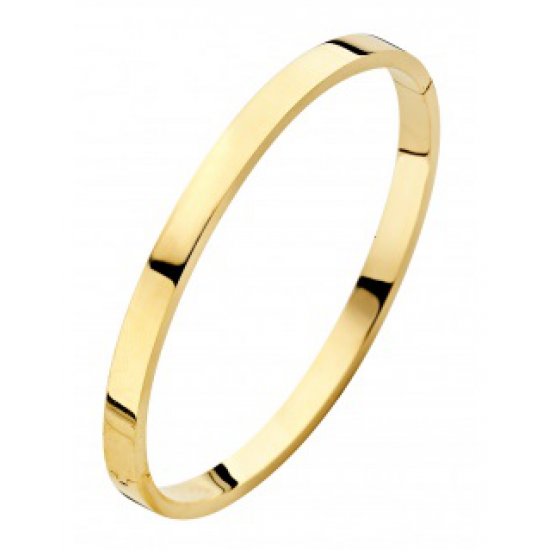 FJORY 40-A386105 14 KARAAT GOUDEN BANGLE MET ZILVEREN KERN VIERKANT