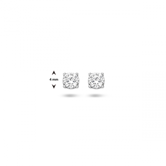 HUISCOLLECTIE 1010164 ZILVEREN OORKNOPPEN ZIRKONIA 4 MM.