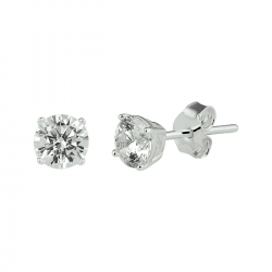 HUISCOLLECTIE 1010166 ZILVEREN OORKNOPPEN ZIRKONIA 5 MM.