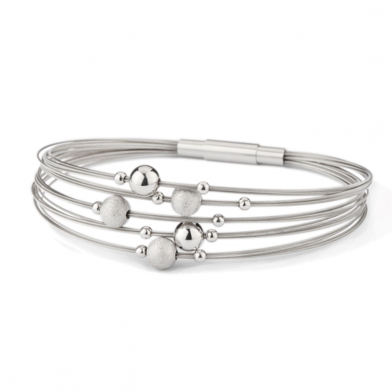 GALA DESIGN T1024 STALEN ARMBAND MET ZILVEREN ELEMENTEN DROPPS GALA DESIGN T1024 STALEN ARMBAND MET ZILVEREN ELEMENTEN DROPPS