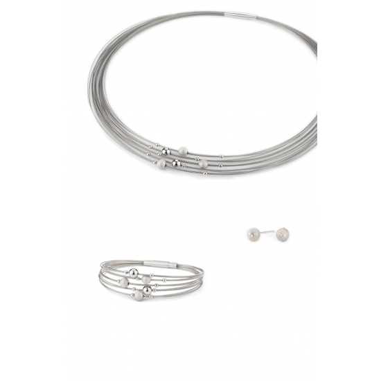 GALA DESIGN T1024 STALEN ARMBAND MET ZILVEREN ELEMENTEN DROPPS GALA DESIGN T1024 STALEN ARMBAND MET ZILVEREN ELEMENTEN DROPPS