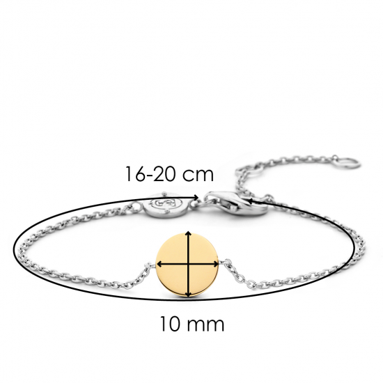 TI SENTO 2878SY ZILVEREN ARMBAND MET VERGULD GRAVEERPLAATJE ROND