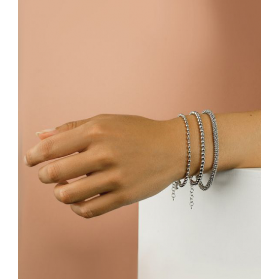 ZINZI ZIA1057-21 ZILVEREN ARMBAND POPCORN GERHODINEERD