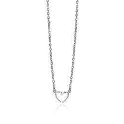 ZINZI ZIC1420 ZILVEREN COLLIER HARTJE GERHODINEERD