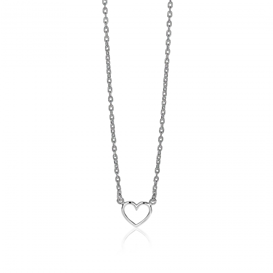 ZINZI ZIC1420 ZILVEREN COLLIER HARTJE GERHODINEERD