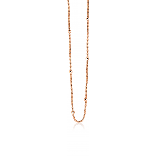 ZINZI ZIC1128R ZILVER ROSÉ VERGULD COLLIER POPCORN/BALLETJES 45 CM.