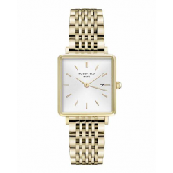 ROSEFIELD QWSG-Q09 VERGULD STALEN DAMESHORLOGE THE BOXY WHITE SUNRAY STEEL GOLD