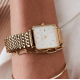 ROSEFIELD QWSG-Q09 VERGULD STALEN DAMESHORLOGE THE BOXY WHITE SUNRAY STEEL GOLD