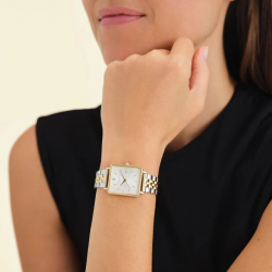 ROSEFIELD QVSGD-Q013 DAMESHORLOGE BICOLOR THE BOXY WHITE SUNRAY SILVER GOLD DUO