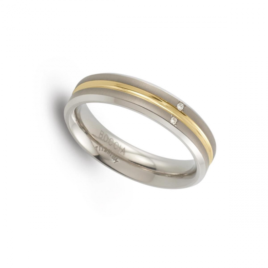 BOCCIA 0144-01 TITANIUM RING BICOLOR MET DIAMANT