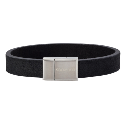 SON OF NOA 897 004-BLACK21 ARMBAND ZWART LEER MET STALEN MAGNEETSLUITING