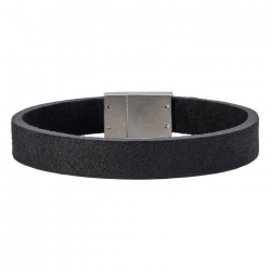 SON OF NOA 897 004-BLACK21 ARMBAND ZWART LEER MET STALEN MAGNEETSLUITING