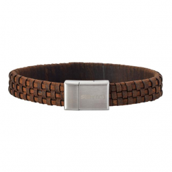 SON OF NOA 897 000-BROWN19 ARMBAND BRUIN LEER MET STALEN MAGNEETSLUITING