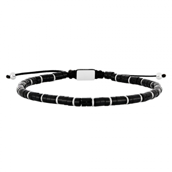 SON OF NOA 889 004 ARMBAND VAN STAAL EN ONYX KRALEN