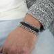 SILK 275BLK ZILVER/LEER ARMBAND ZWART CHEVRON COLLECTIE