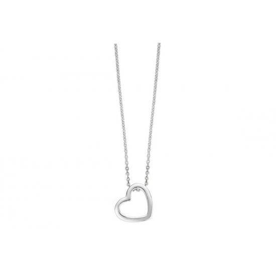 MOMENTS 61105AW ZILVEREN COLLIER MET HANGER GERHODINEERD HART