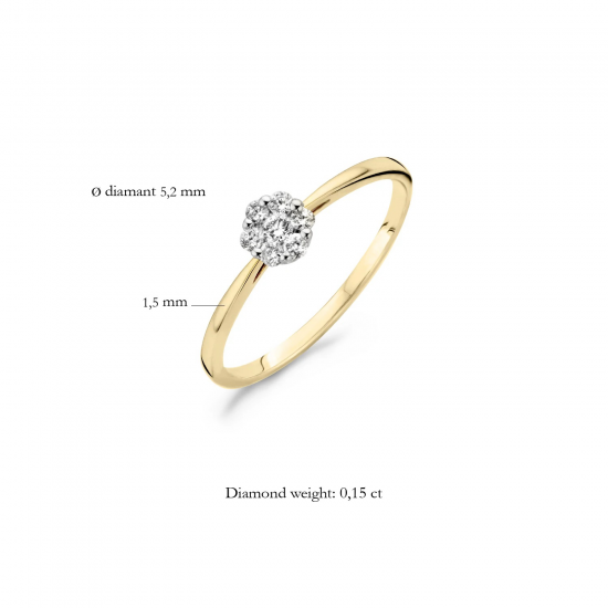 BLUSH 1611BDI GEELGOUDEN RING DIAMANT 0.15CT.