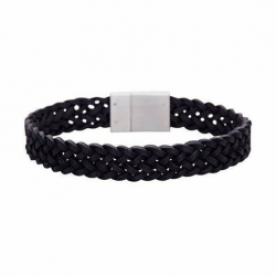 SON OF NOA HERENARMBAND ZWART LEER STALEN MAGNEETSLUITING SON OF NOA HERENARMBAND ZWART LEER STALEN MAGNEETSLUITING