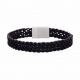SON OF NOA HERENARMBAND ZWART LEER STALEN MAGNEETSLUITING