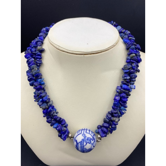 OCCASION LAPIS LAZULI COLLIER MET DELFTS BLAUWE KRAAL OCCASION LAPIS LAZULI COLLIER MET DELFTS BLAUWE KRAAL