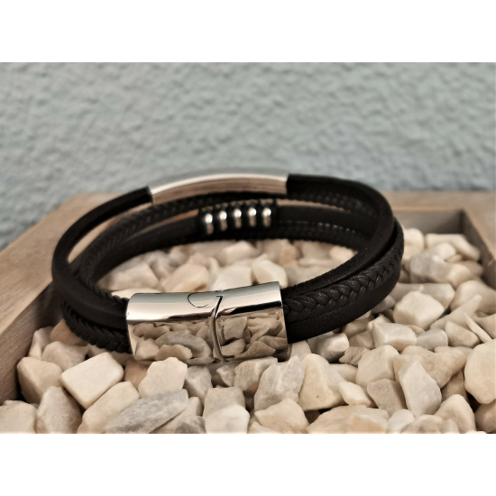 LEATHER&STEEL PIRO-BR ARMBAND BRUIN LEER EN STAAL PIRO LEATHER&STEEL PIRO-BR ARMBAND BRUIN LEER EN STAAL PIRO