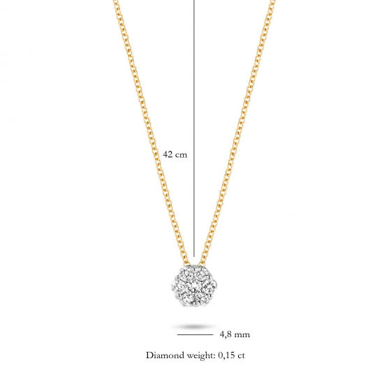 BLUSH 3603BDI GOUDEN COLLIER MET HANGER NATUURLIJKE DIAMANT 0.15 CT.