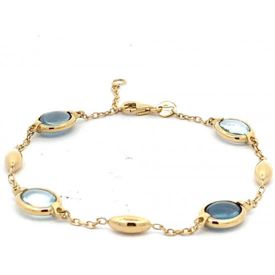 MONZARIO 1461-A GEEL 14K. GEELGOUDEN ARMBAND LONDON BLUE TOPAAS MONZARIO 1461-A GEEL 14K. GEELGOUDEN ARMBAND LONDON BLUE TOPAAS