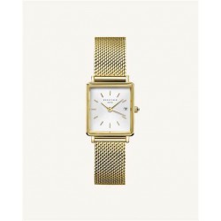 ROSEFIELD QMWMG-Q039 DAMESHORLOGE VERGULD THE BOXY XS WHITE SUNRAY MESH GOLD
