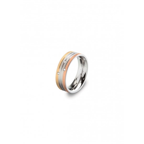 BOCCIA 0135-02 TITANIUM RING TRICOLOR DIAMANT 3-0.015 CT.