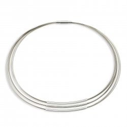 GALA DESIGN J0029 STALEN COLLIER MET ZILVEREN  ELEMENTEN TRIPPLE SQUARE