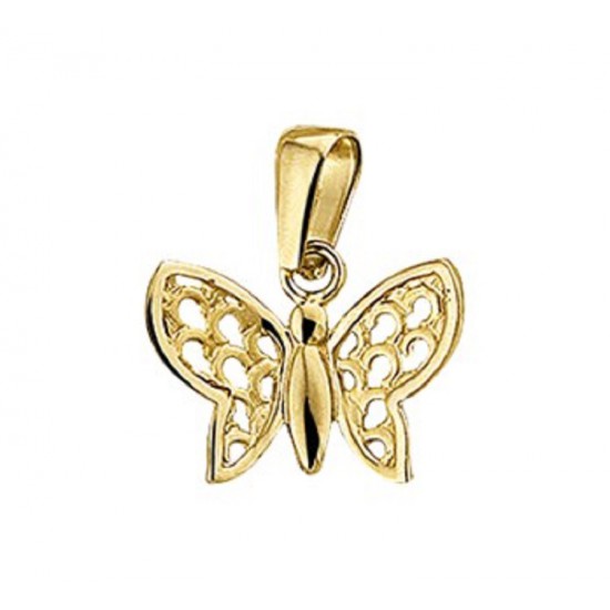 SIERADEN - Deze sierlijke gouden vlinder staat prachtig als hanger aan een ketting of als aan een armband.