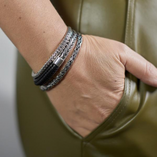 SILK 193BLK ZILVEREN ARMBAND RAW COLLECTIE SILK 193BLK ZILVEREN ARMBAND RAW COLLECTIE