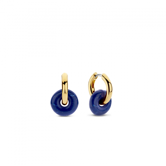 TI SENTO 7855BL GOUD OP ZILVER OORRINGEN MET LAPIS LAZULI