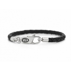 SILK 830BLK.19 ZILVER/LEER ARMBAND ZWART ROOTS COLLECTIE