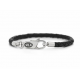 SILK 830BLK.19 ZILVER/LEER ARMBAND ZWART ROOTS COLLECTIE