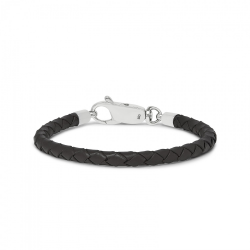 SILK 830BLK.19 ZILVER/LEER ARMBAND ZWART ROOTS COLLECTIE