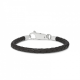 SILK 830BLK.19 ZILVER/LEER ARMBAND ZWART ROOTS COLLECTIE