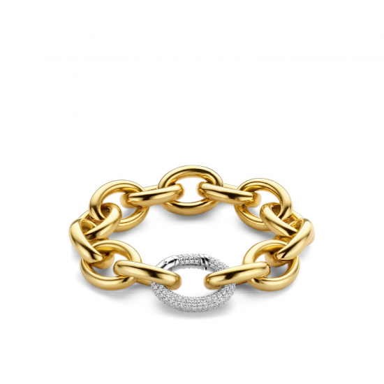 TI SENTO 2977ZY GOUD OP ZILVER ARMBAND MET ZIRKONIA CLIPSLUITING