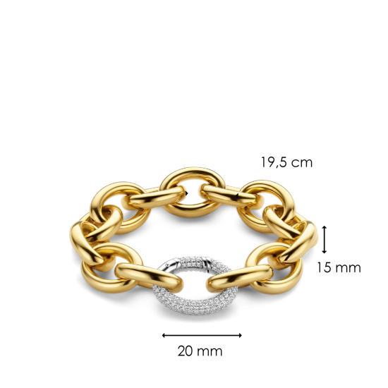 TI SENTO 2977ZY GOUD OP ZILVER ARMBAND MET ZIRKONIA CLIPSLUITING