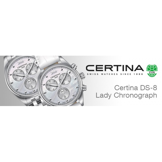 CERTINA C033.234.11.118.00 DS 8 STAAL CHRONOGRAAF CHRONOMETER