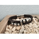 LEATHER&STEEL FOGE-BR ARMBAND BRUIN LEER EN STAAL FOGE LEATHER&STEEL FOGE-BR ARMBAND BRUIN LEER EN STAAL FOGE