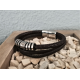 LEATHER&STEEL DIOS-BR ARMBAND BRUIN LEER EN STAAL DIOS