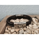 LEATHER&STEEL DIOS-BR ARMBAND BRUIN LEER EN STAAL DIOS